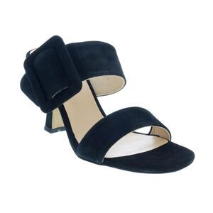 Ventutto Black Wide Buckle High Heel Slide